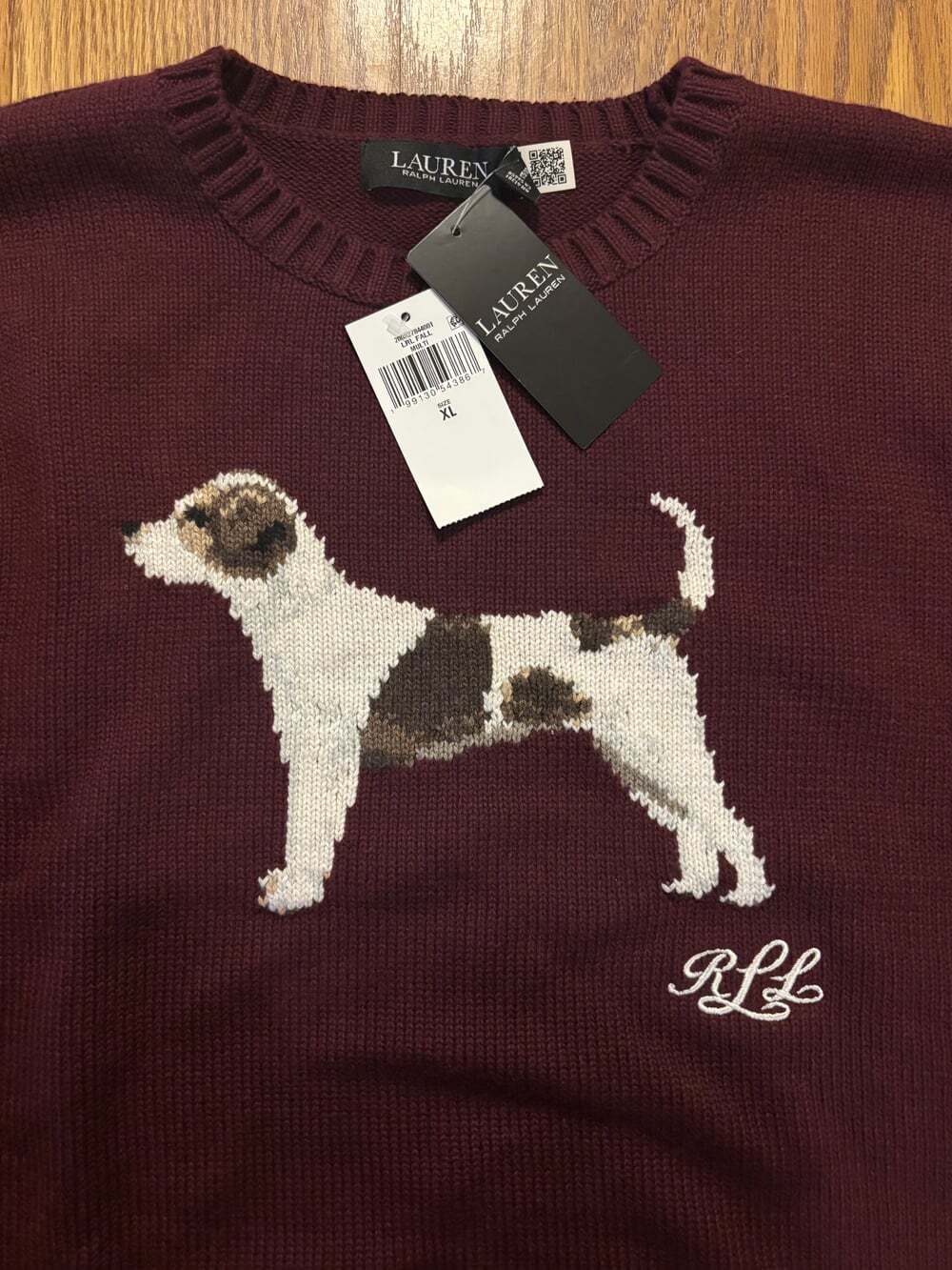 NWT Ralph Lauren Burgundy Dog Chunky Knit Teddy Bear Sweater - Picture 3 of 4